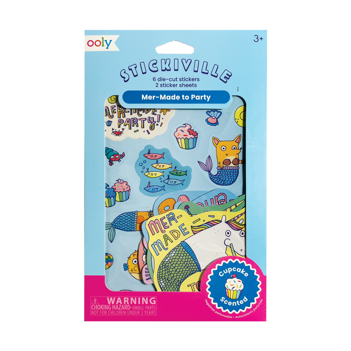 Stickiville Mer-Made to Party die cut sticker sheets in packaging