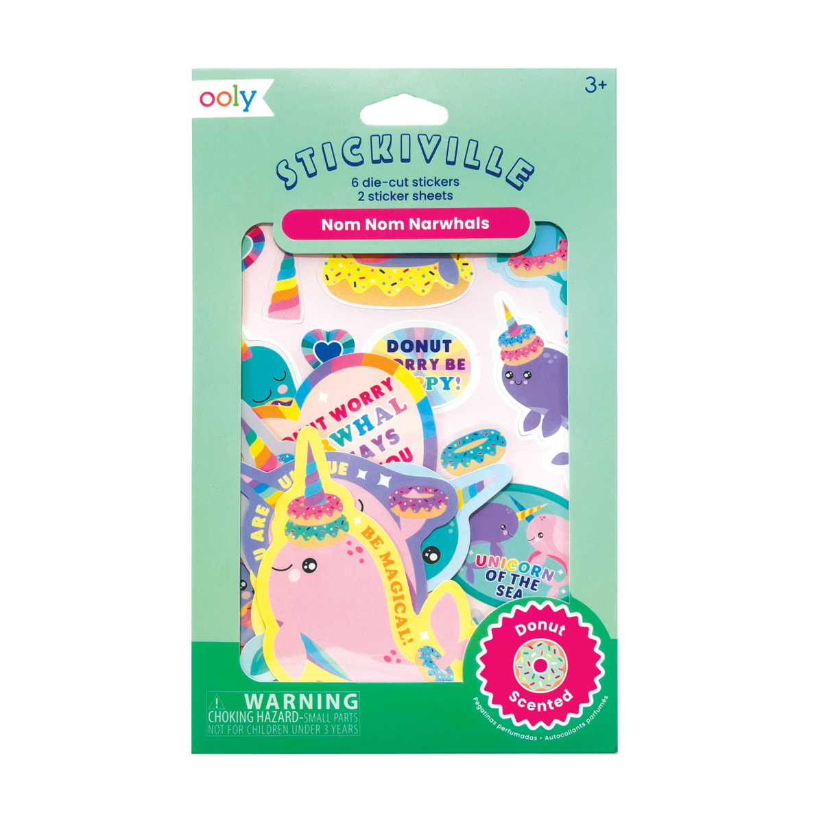 Stickiville Nom Nom Narwhals Scented Stickers in packaging