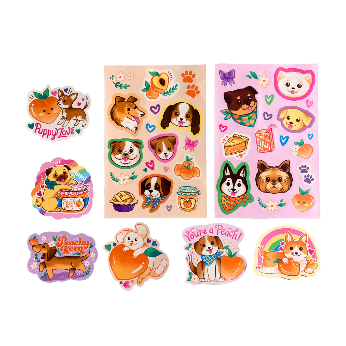 Stickiville Puppies and Peaches scented sticker sheets