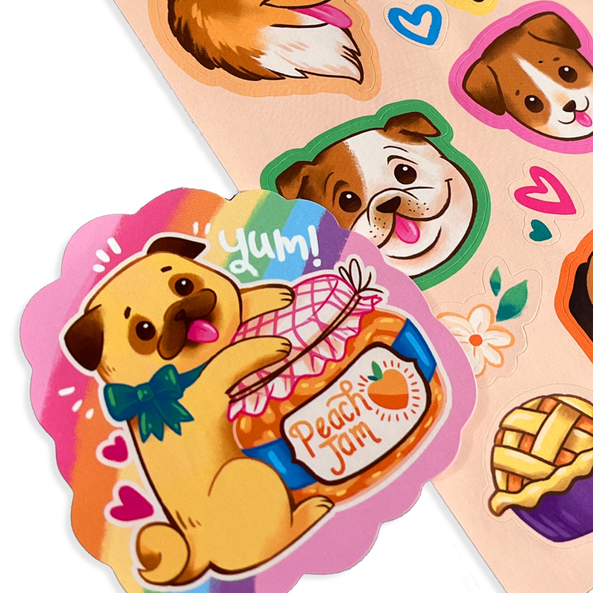 Stickiville Puppies and Peaches scented stickers close up