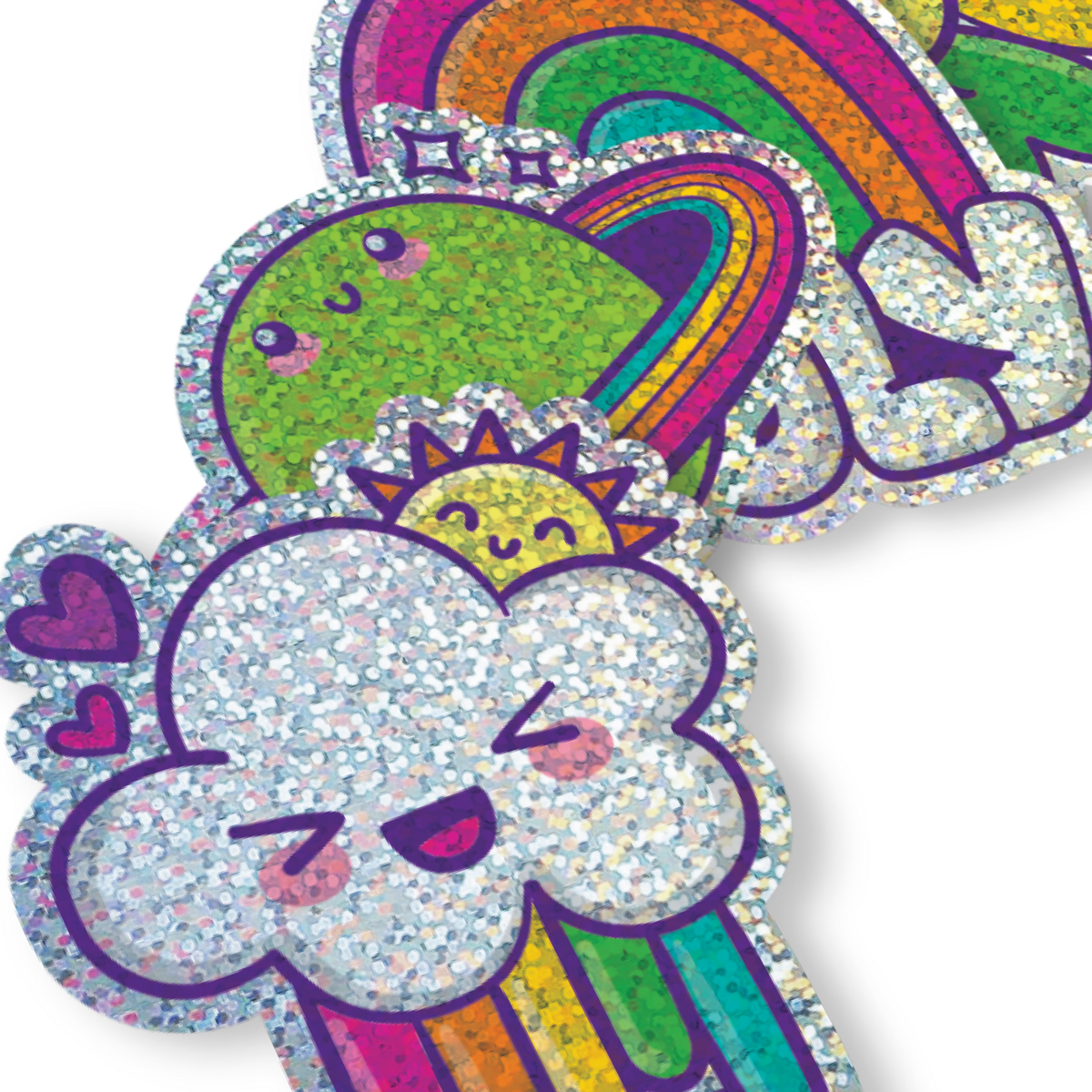 Stickiville Vinyl Happy Rainbow stickers close up