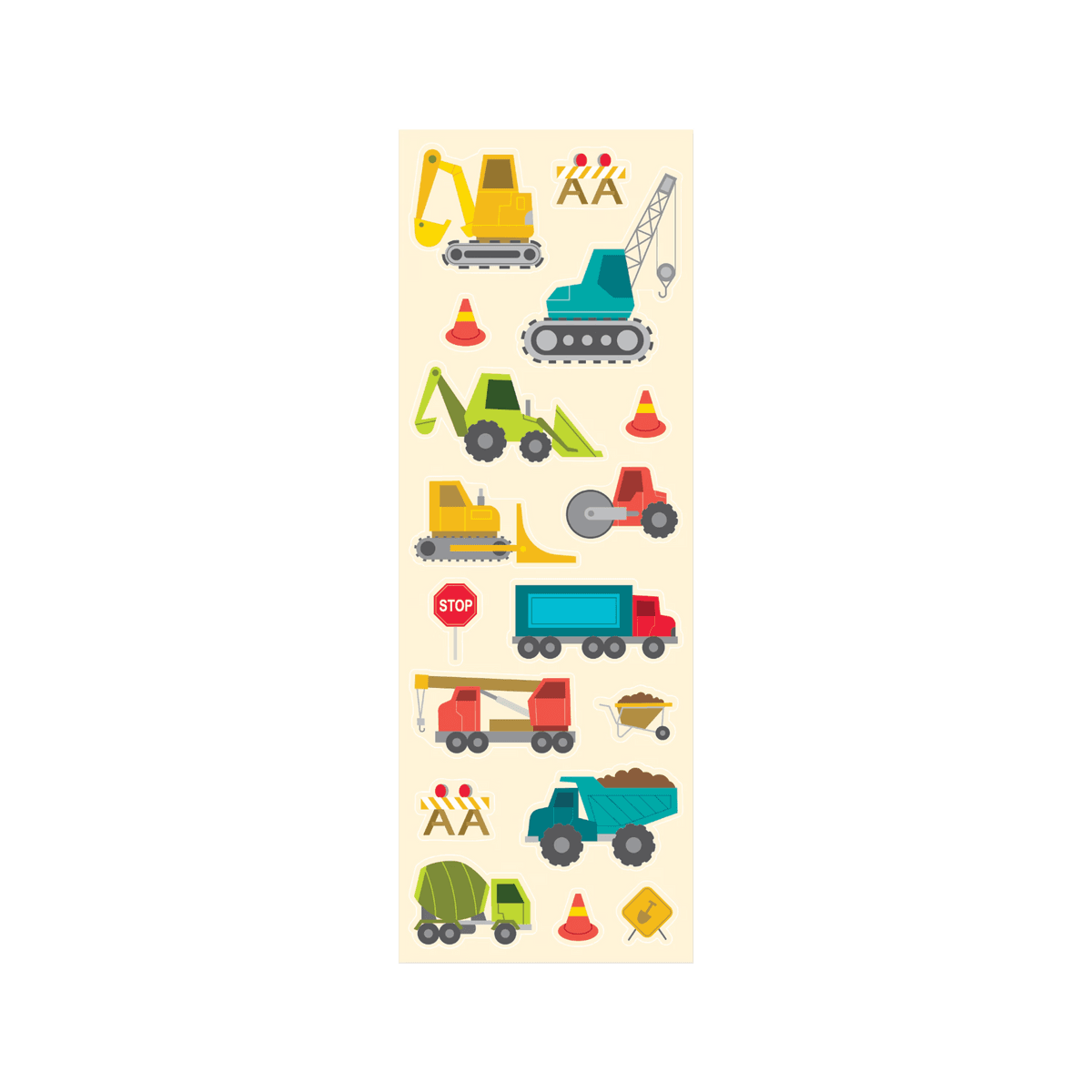 Stickiville Construction Vehicles sticker sheets out of packaging
