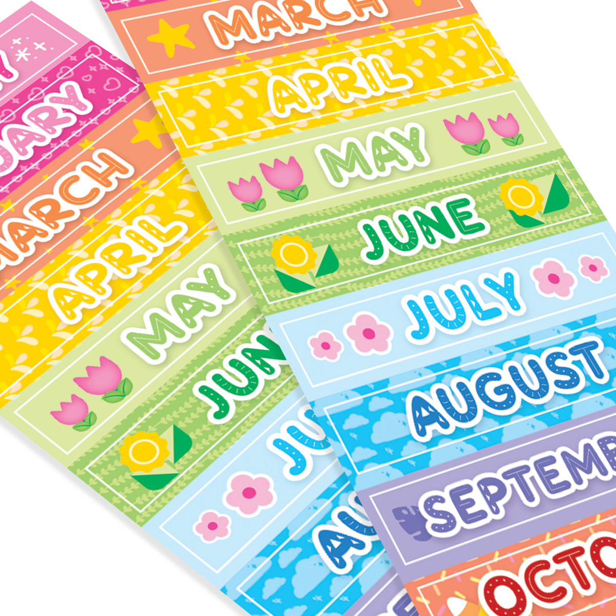 Stickiville Months of the Year sticker sheets close up