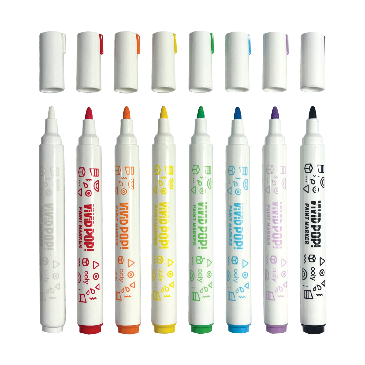 Vivid Pop! Water Based paint markers with caps off
