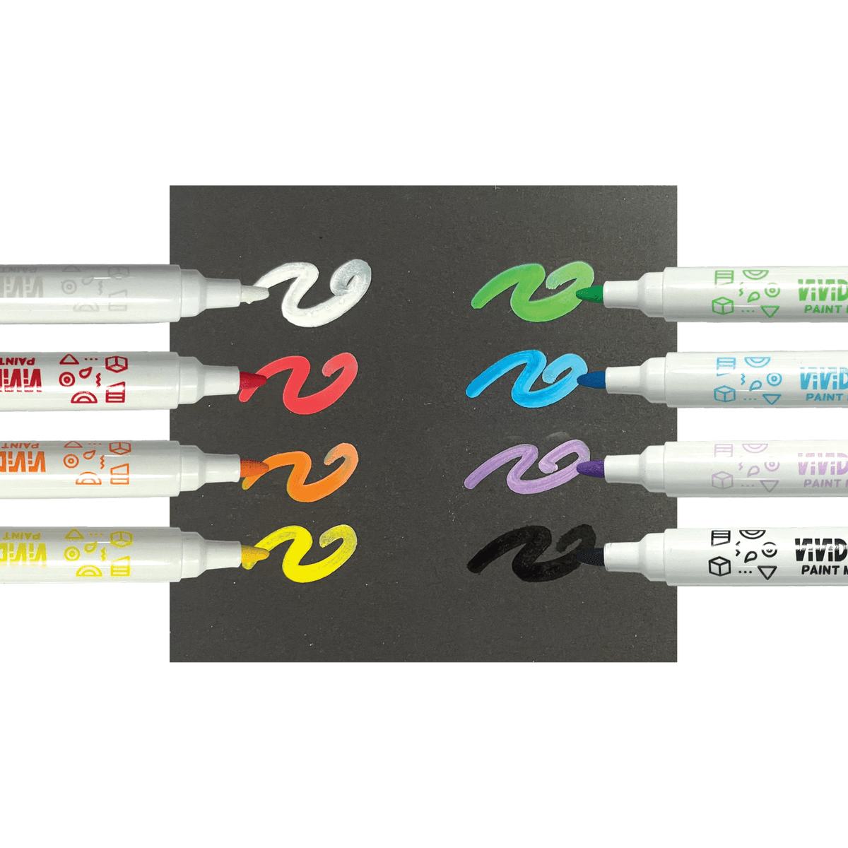 Vivid Pop! Water Based paint markers drawing color swatches