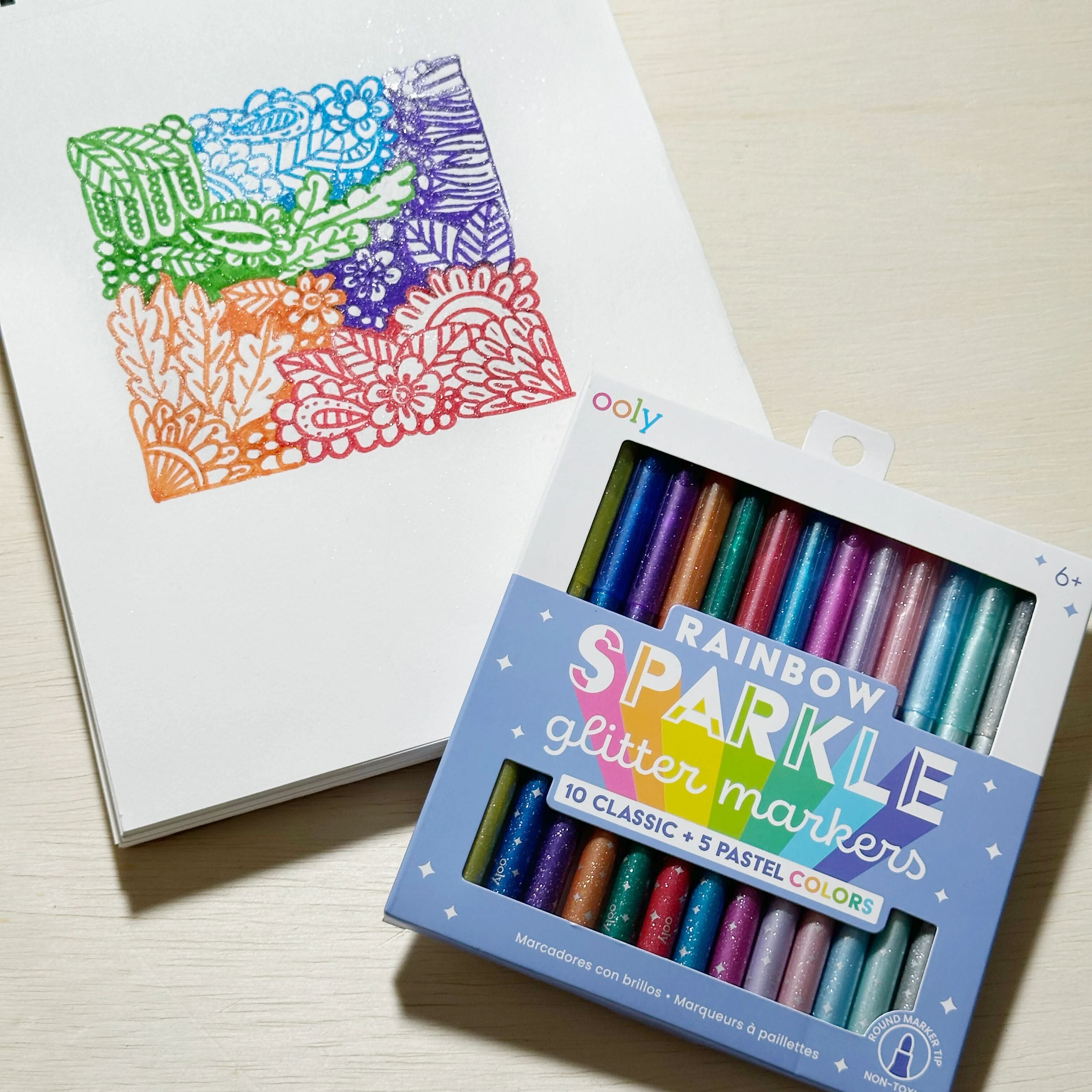 Rainbow Sparkle Glitter Markers - Set of 15