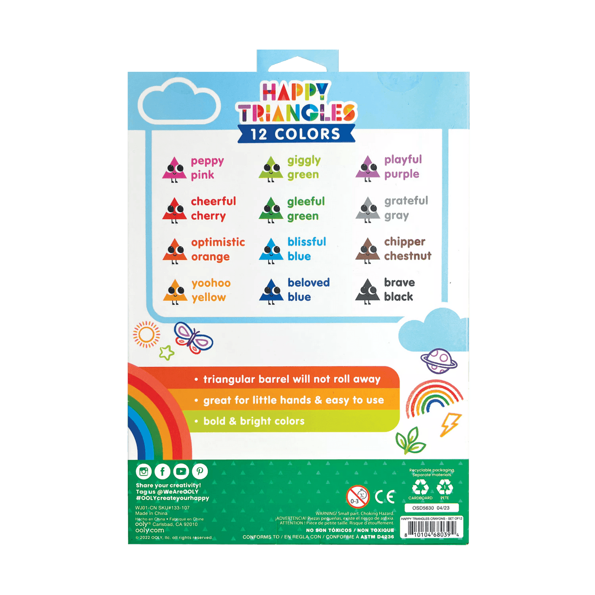  Ooly Happy Triangles Jumbo Crayons for Toddlers and