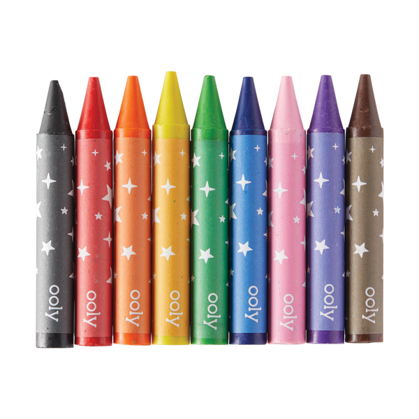 Row of crayons from the OOLY Carry Along Coloring Book Set - On Safari