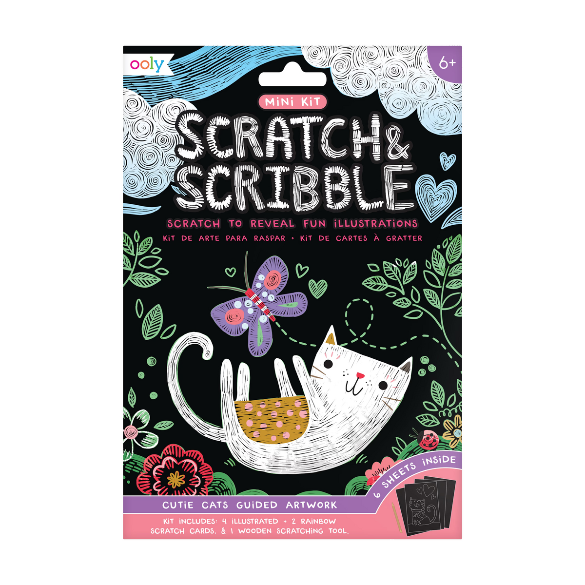 Cutie Cats Scratch and Scribble Mini Scratch Art Kit - OOLY