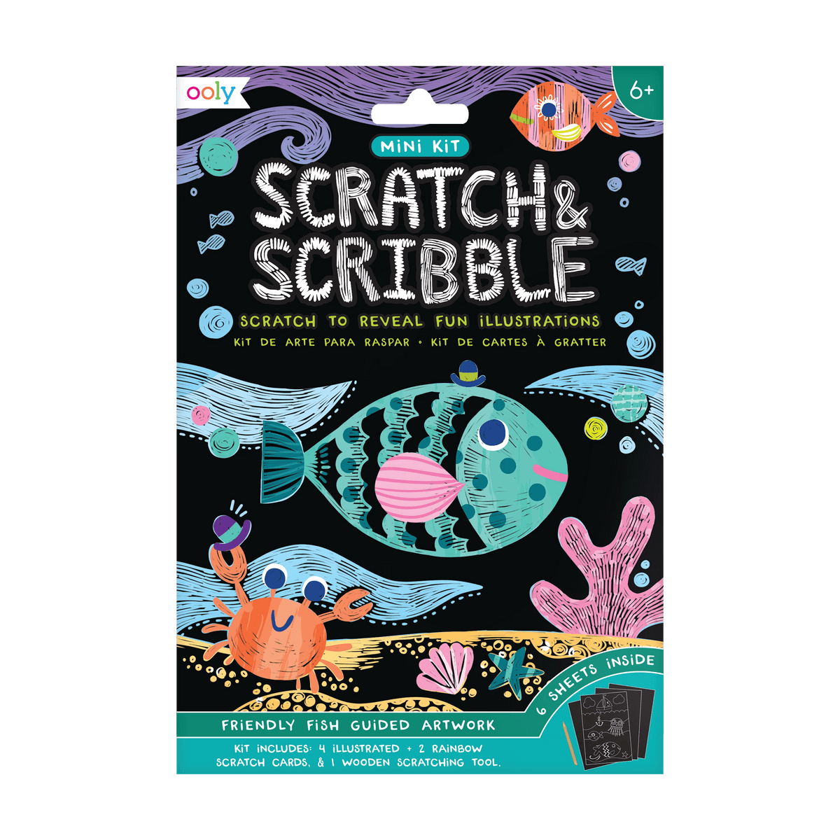 Friendly Fish Scratch and Scribble Mini Scratch Art Kit - OOLY