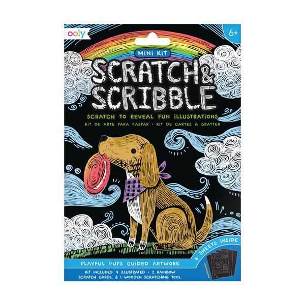 Playful Pups Scratch and Scribble Mini Scratch Art Kit - OOLY