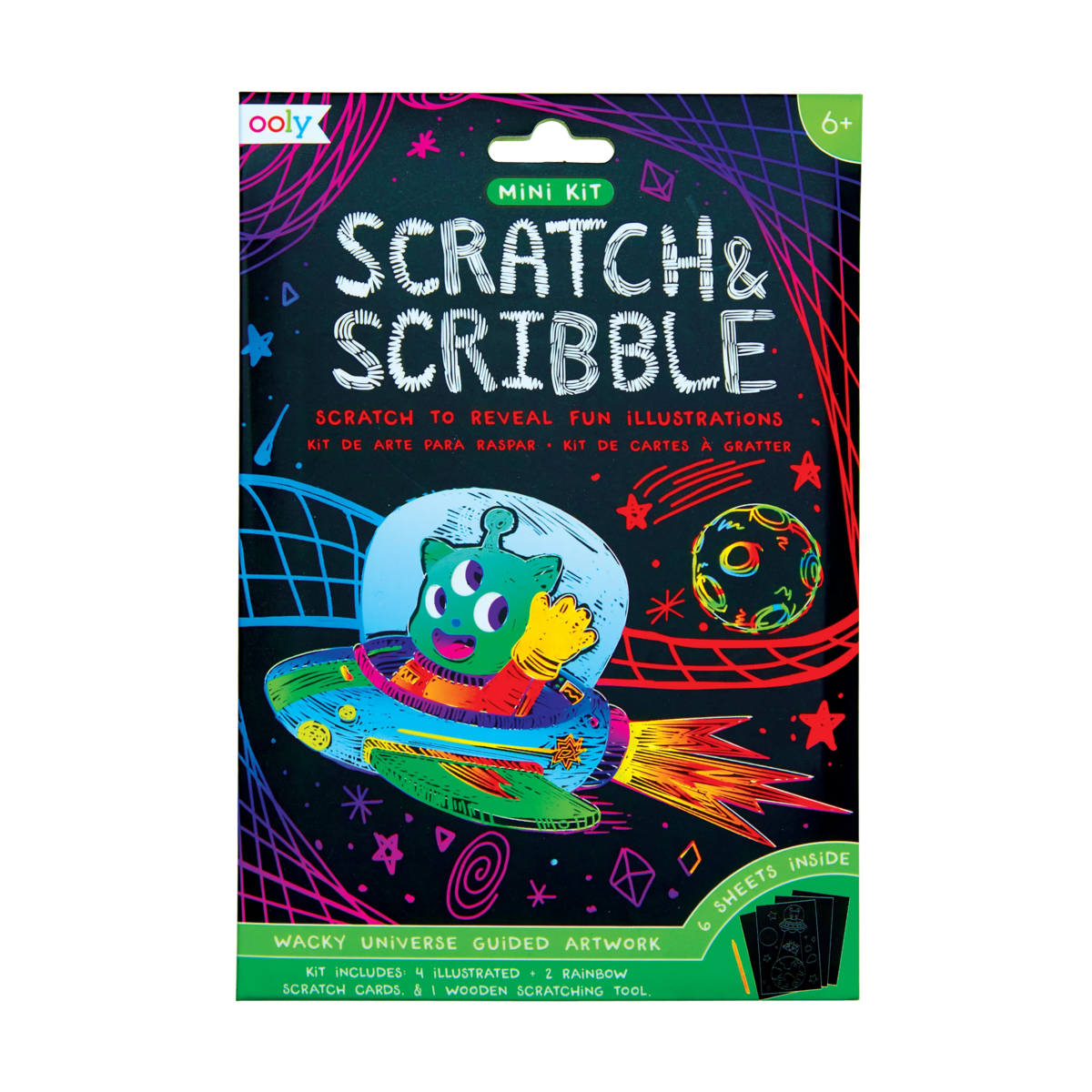 OOLY front view of Wacky Universe Mini Scratch and Scribble Art Kit