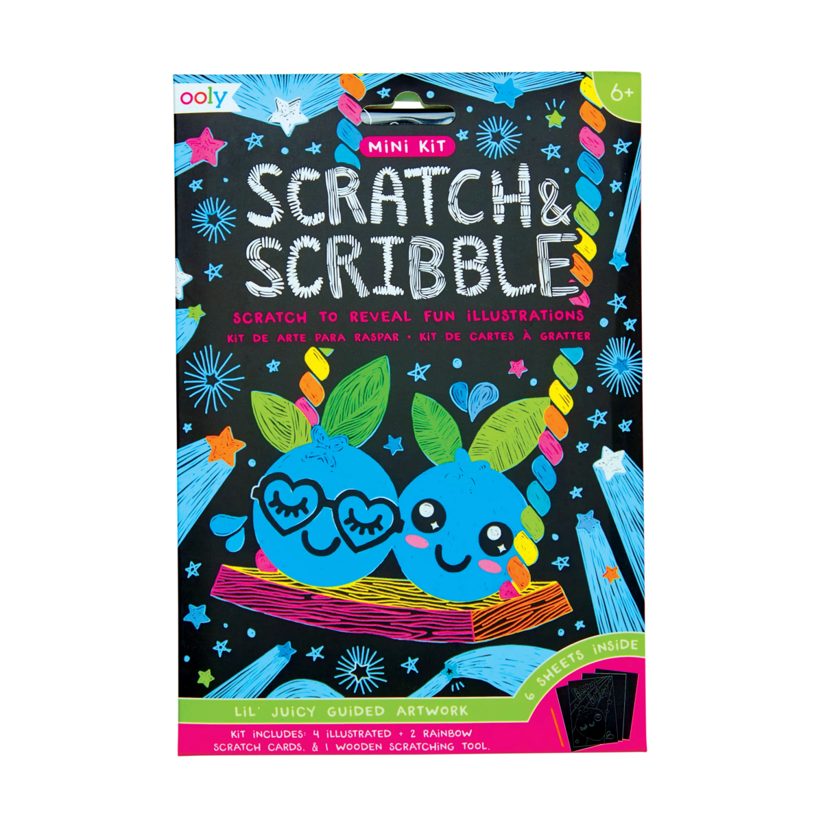 OOLY front view of Lil' Juicy Mini Scratch and Scribble Art Kit