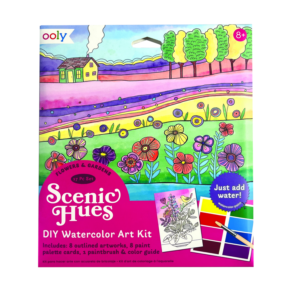 Scenic Hues DIY Watercolor Art Kit Flowers and Gardens OOLY