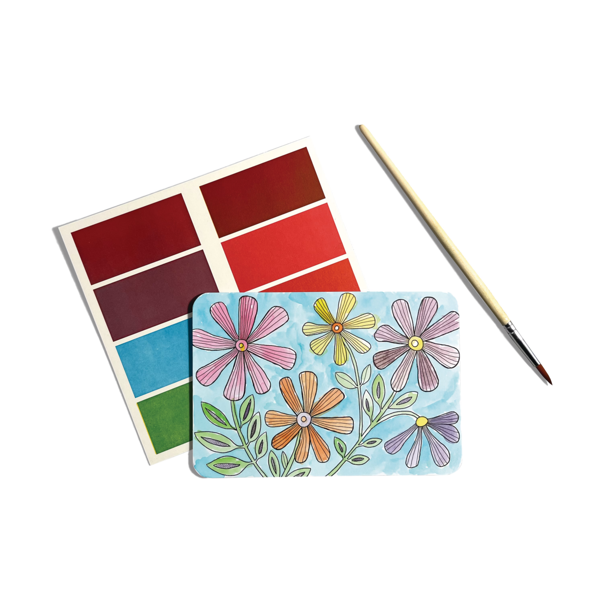 Painted Flowers and Gardens Scenic Hues DIY watercolor art kit card
