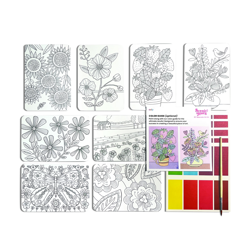Scenic Hues DIY Watercolor Art Kit Flowers and Gardens OOLY