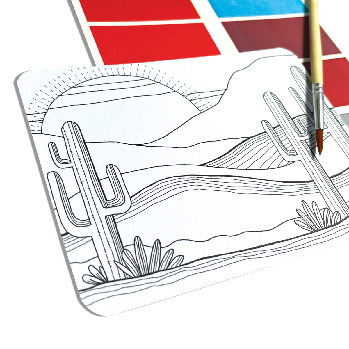 Desert Getaway Scenic Hues DIY watercolor art kit card close up