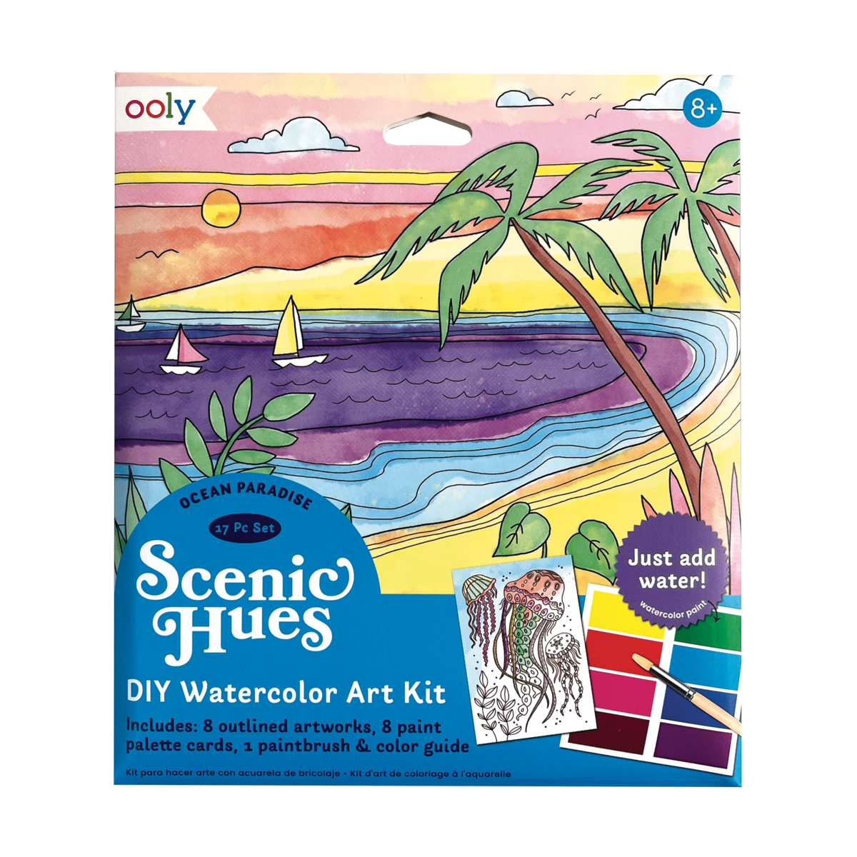 Ocean Paradise Scenic Hues DIY watercolor art kit packaging