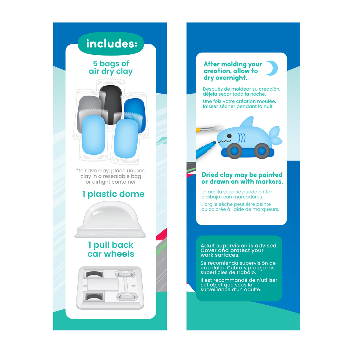 Creatibles Mini Air Dry Clay Car Kit - Speedy Shark