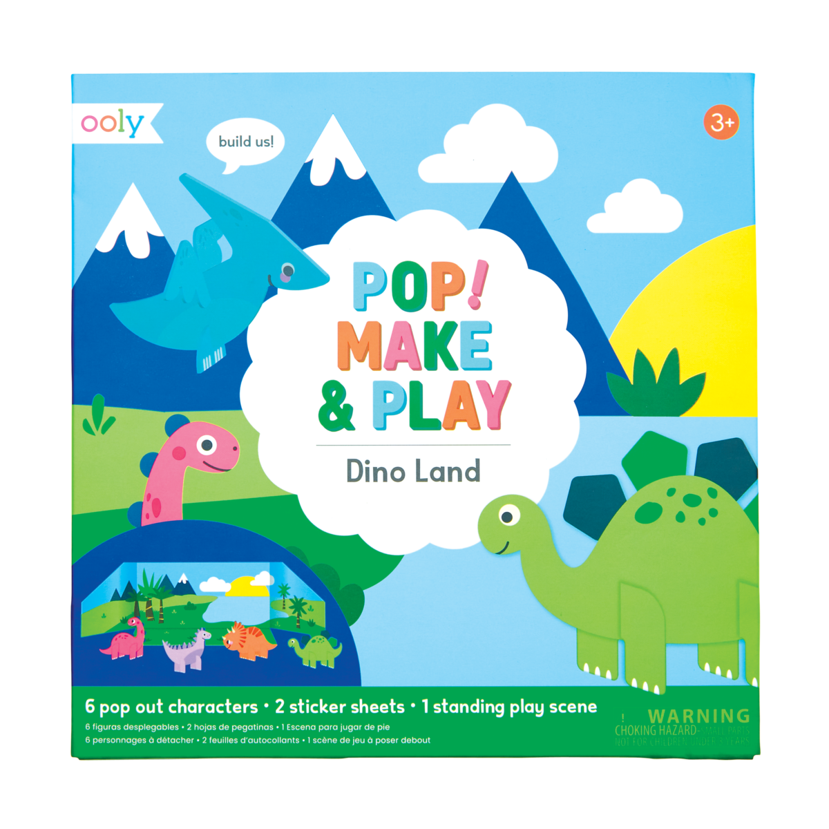 OOLY front view of Pop! Make and Play Activity Scene - Dino Land package