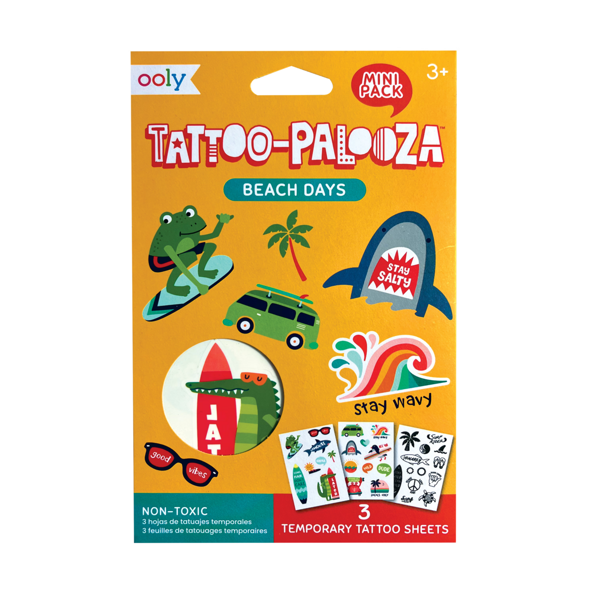 Beach Days Mini Tattoo Palooza Temporary Tattoos in packaging