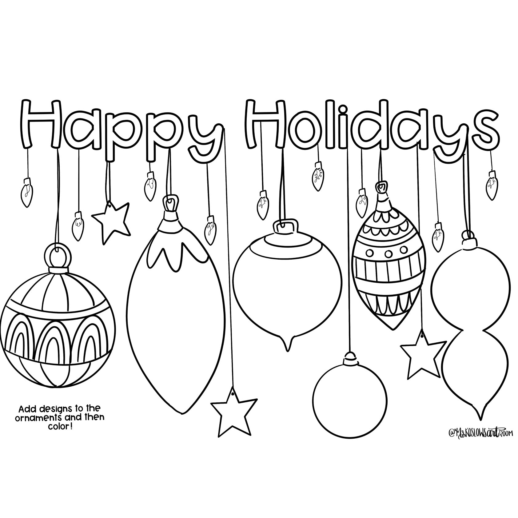 Cute Holiday Free Coloring Pages - Happy Holidays Printable 1 Pdf 