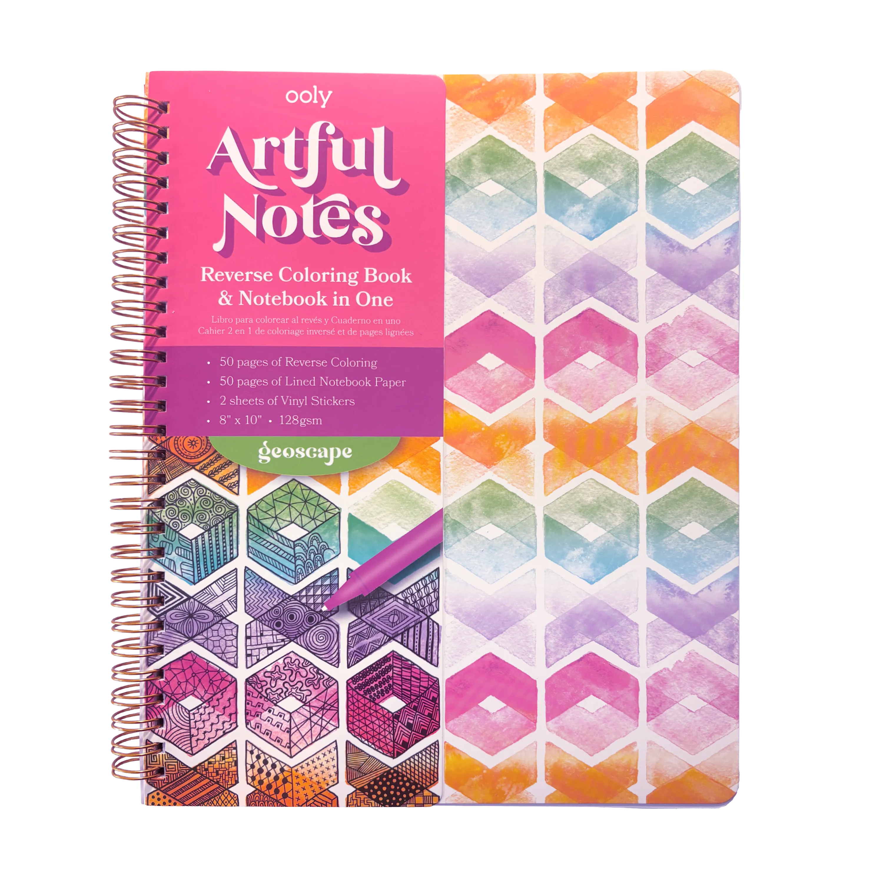 Artful Notes Reverse Coloring Notebook - Geoscape