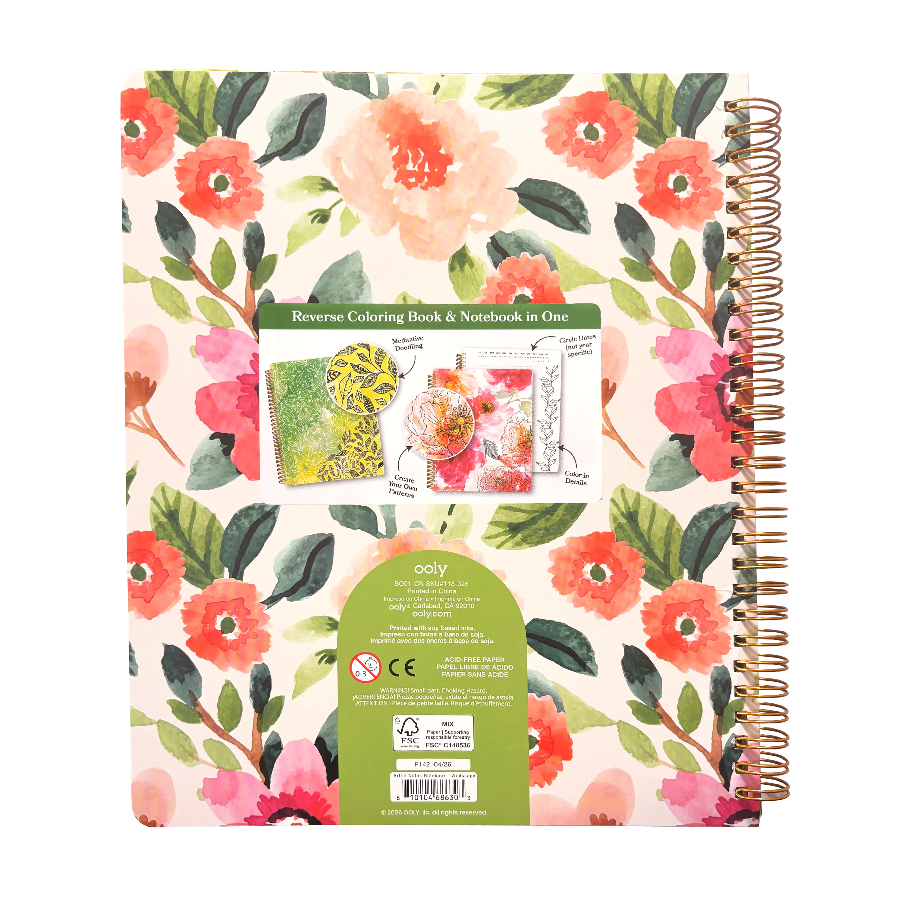 Artful Notes Reverse Coloring Notebook - Wildscape