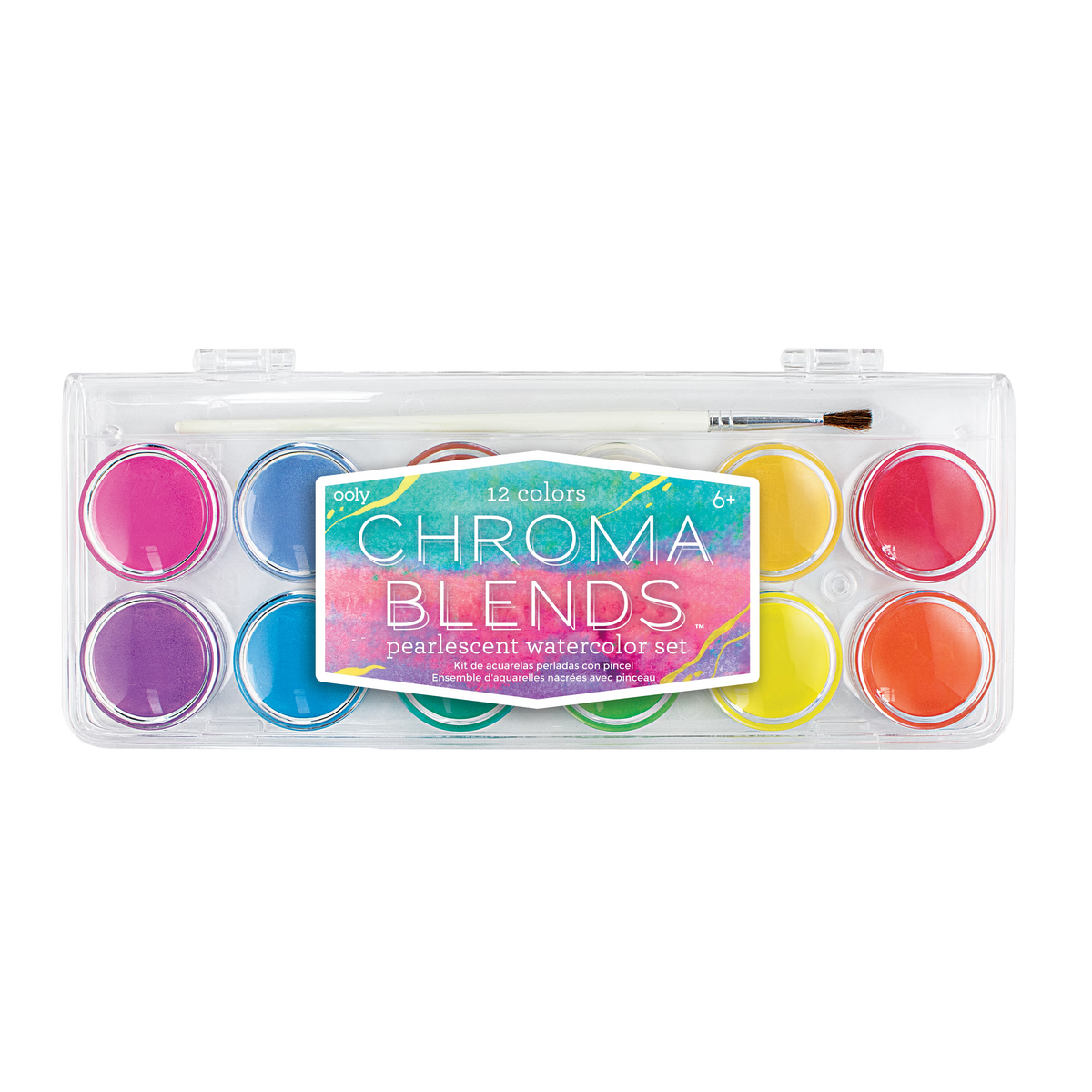 Chroma Blends Watercolor Paint Set Pearlescent 12 Colors 1 Brush
