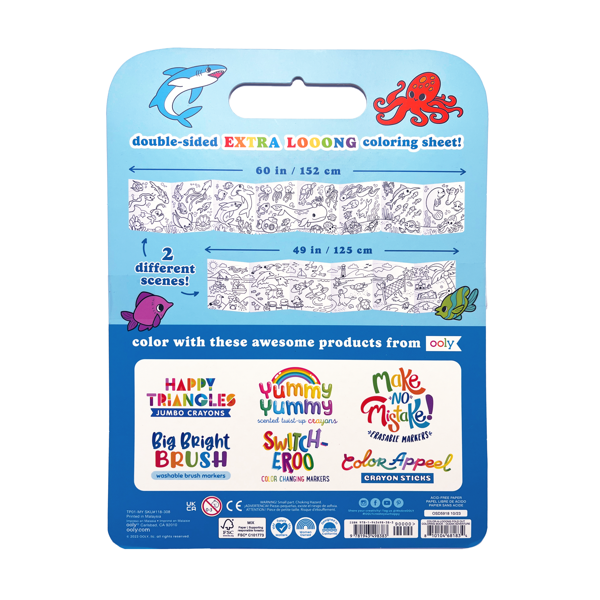 Color-A-Looong 5' Fold Out Kids Coloring Book - Ocean Adventure
