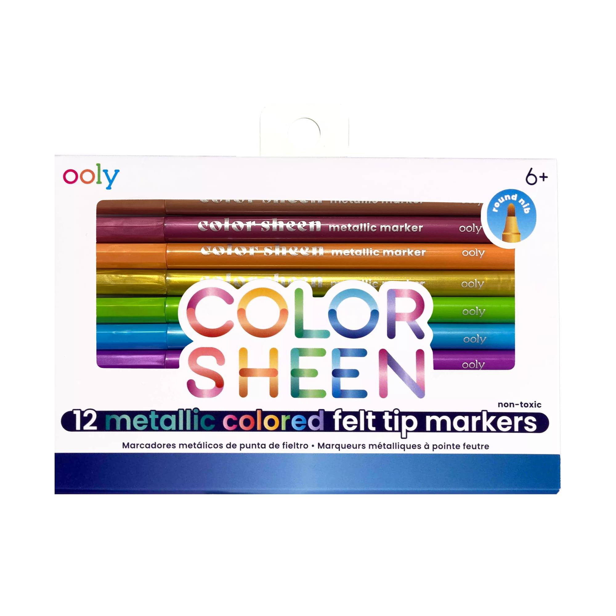 Color Sheen Metallic Colored Felt Tip Markers front of packaging