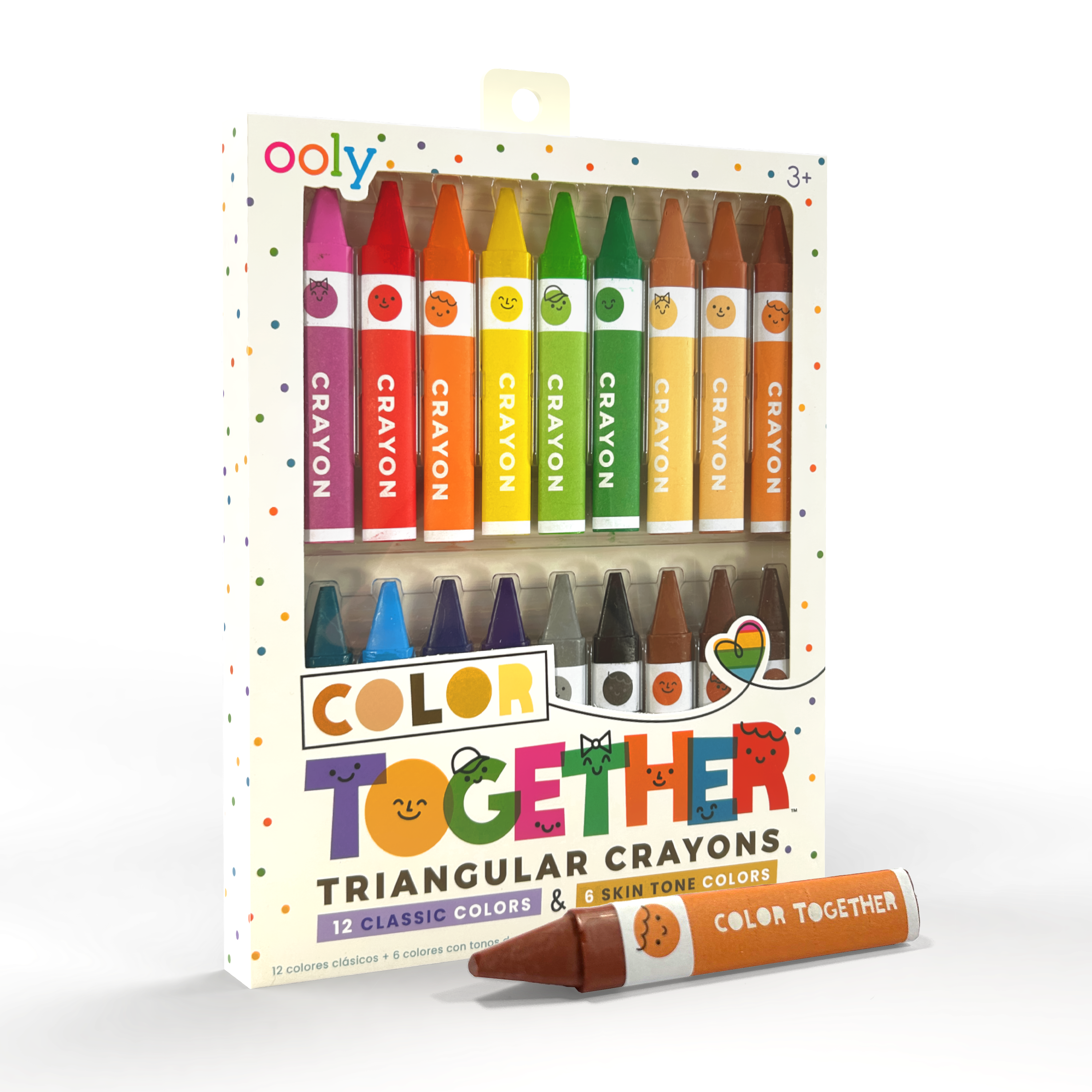 Quarter angle of OOLY Color Together Triangular Crayons on a white background