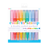 Confetti Stamp Double-Ended Markers - Stamp & Fine Tip - Set of 9