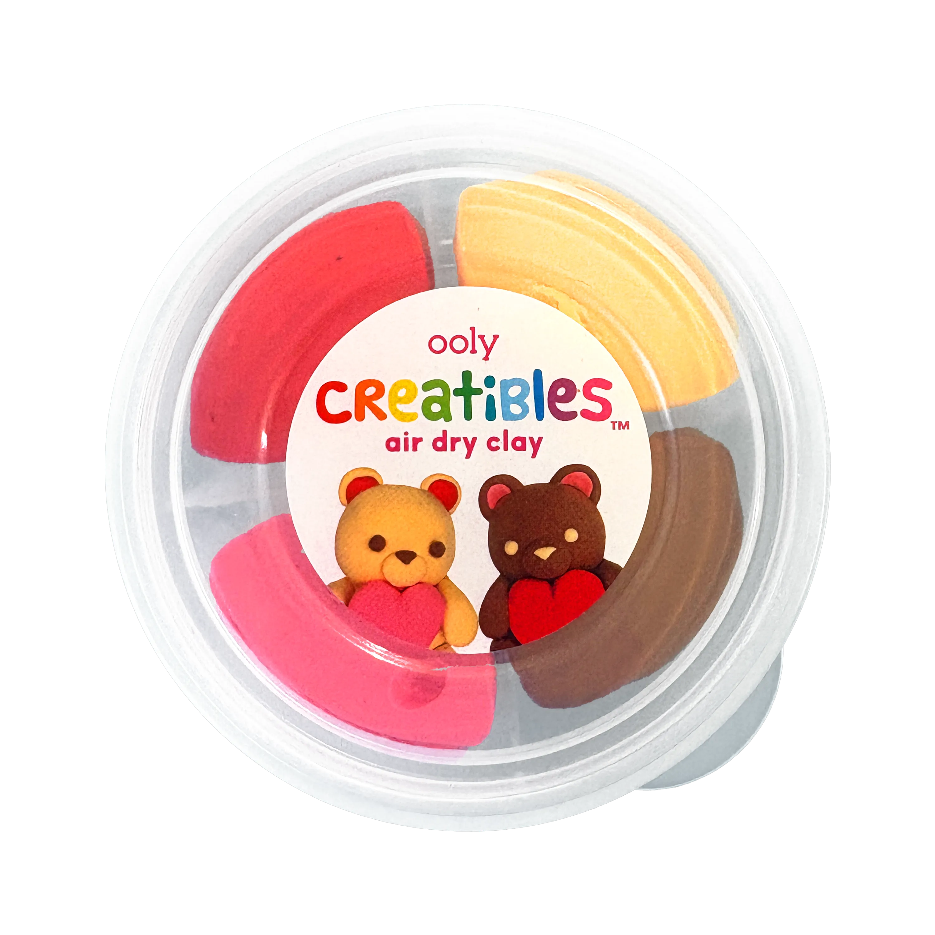 Closed tub of OOLY Creatibles Air Dry Clay BFFs Kit - Lovely Bears with 4 clay colors