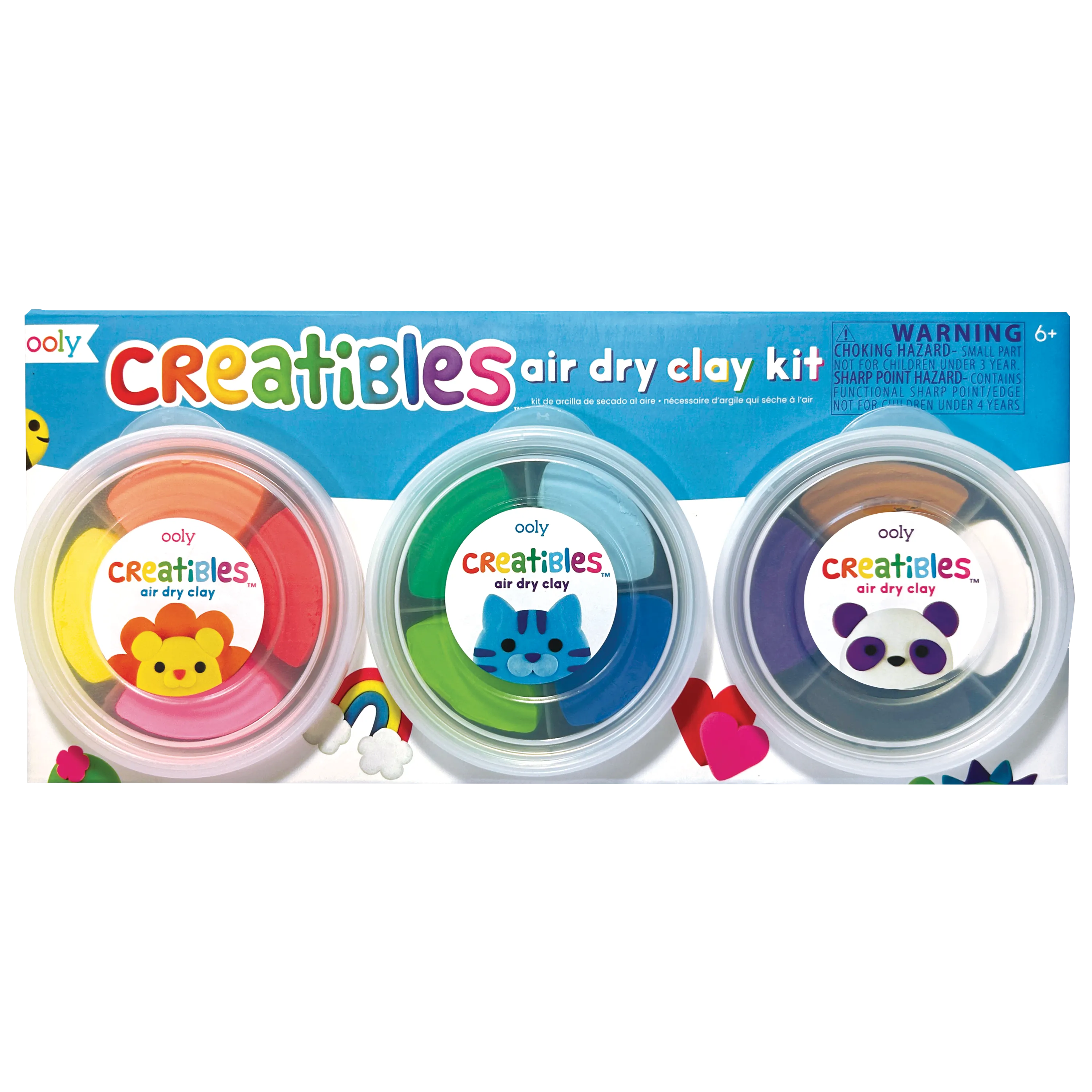 OOLY Creatibles Standard Air Dry Clay Kit packaging with three containers of different color clays