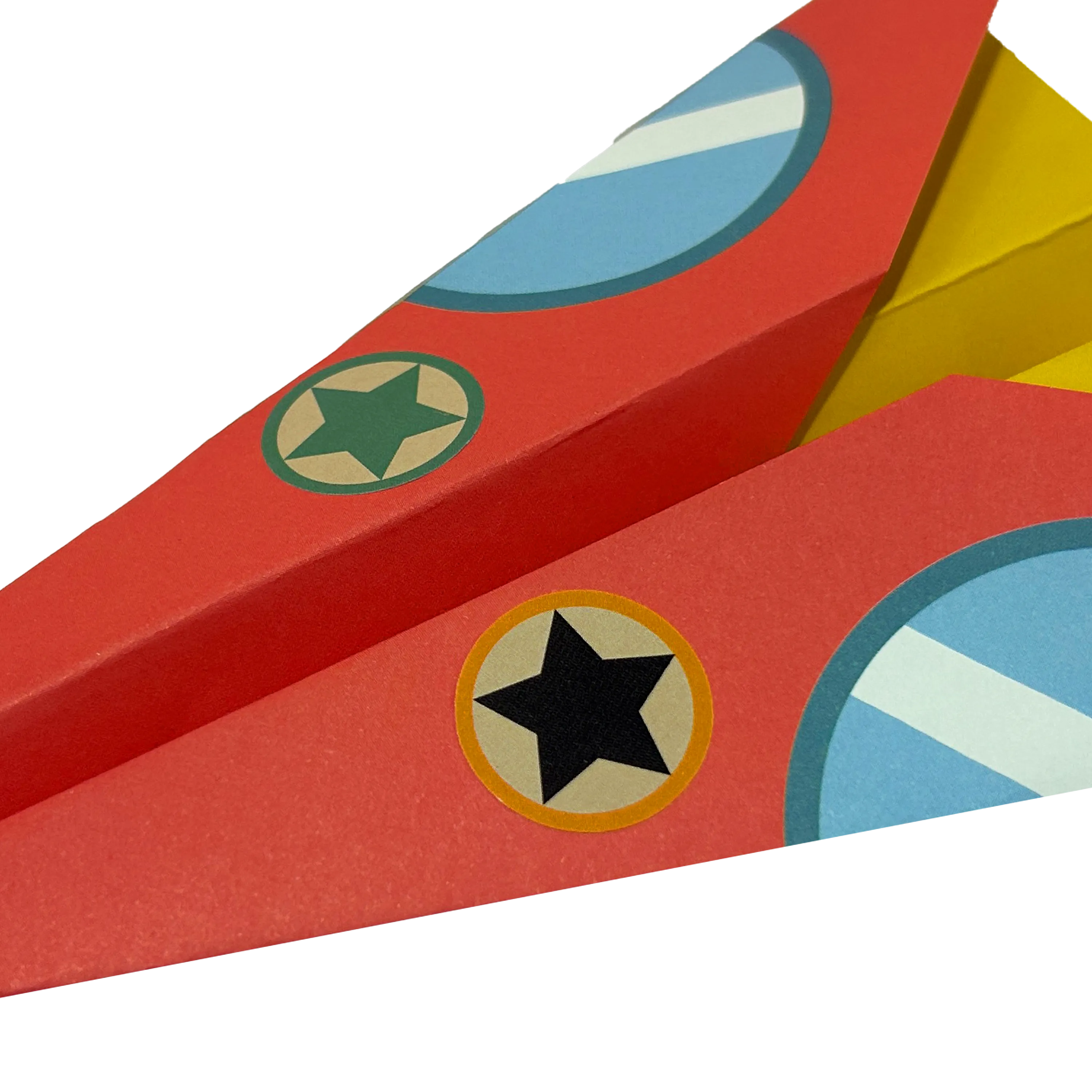 Completed paper airplane from OOLY DIY Paper Airplanes Activity Kit