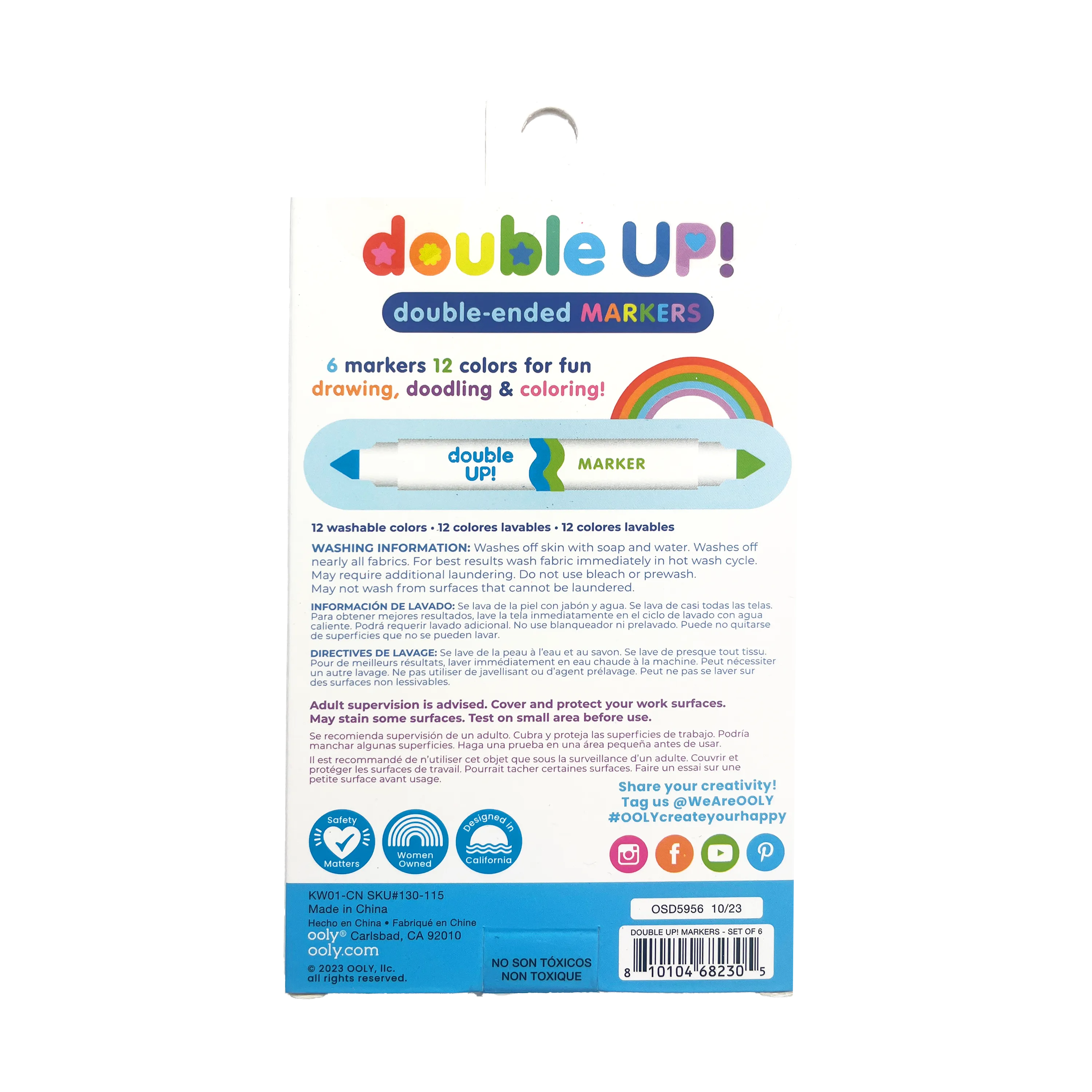 Double Up! Double-Ended Markers back of packaging