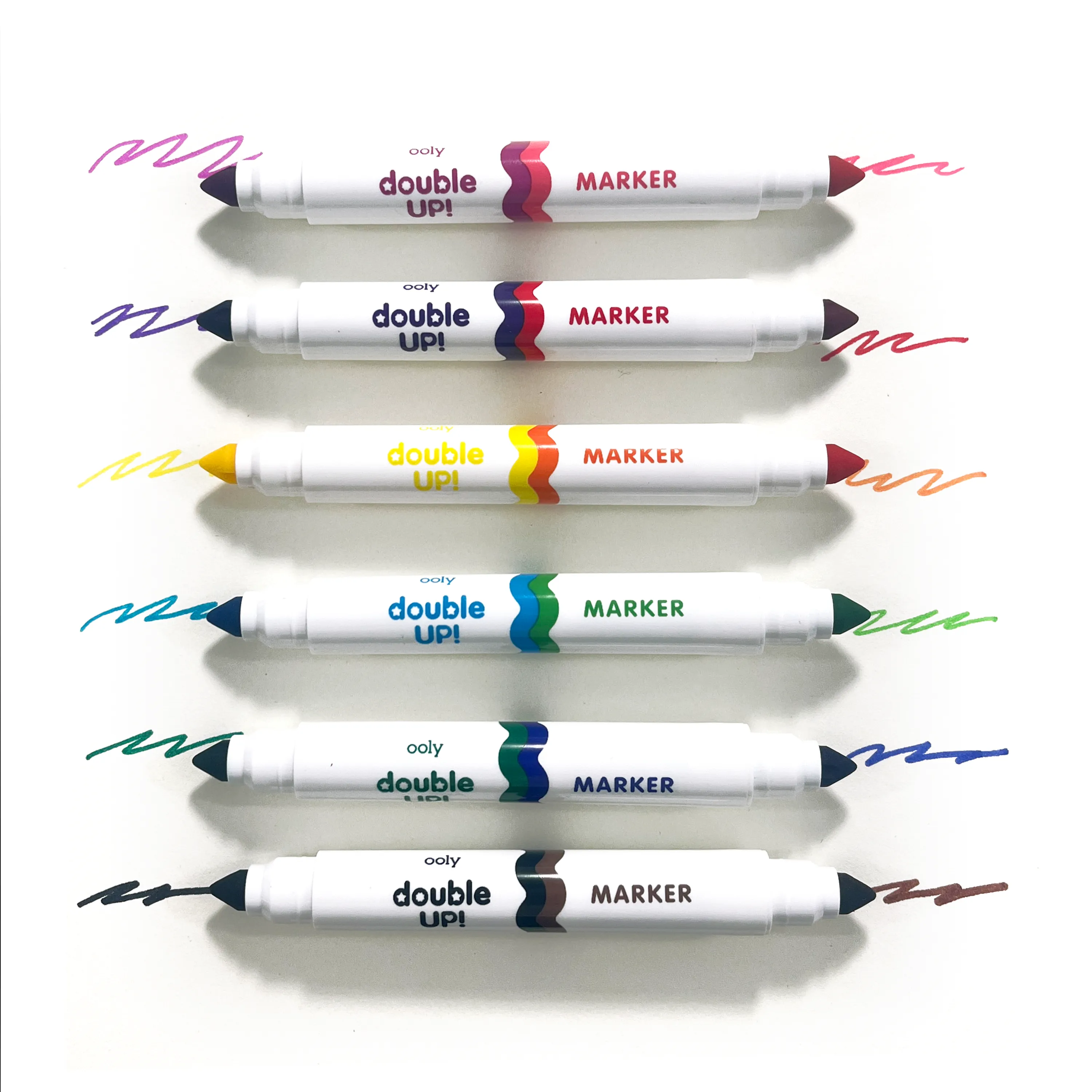 Double Up! Double-Ended Markers out of packaging with swatches
