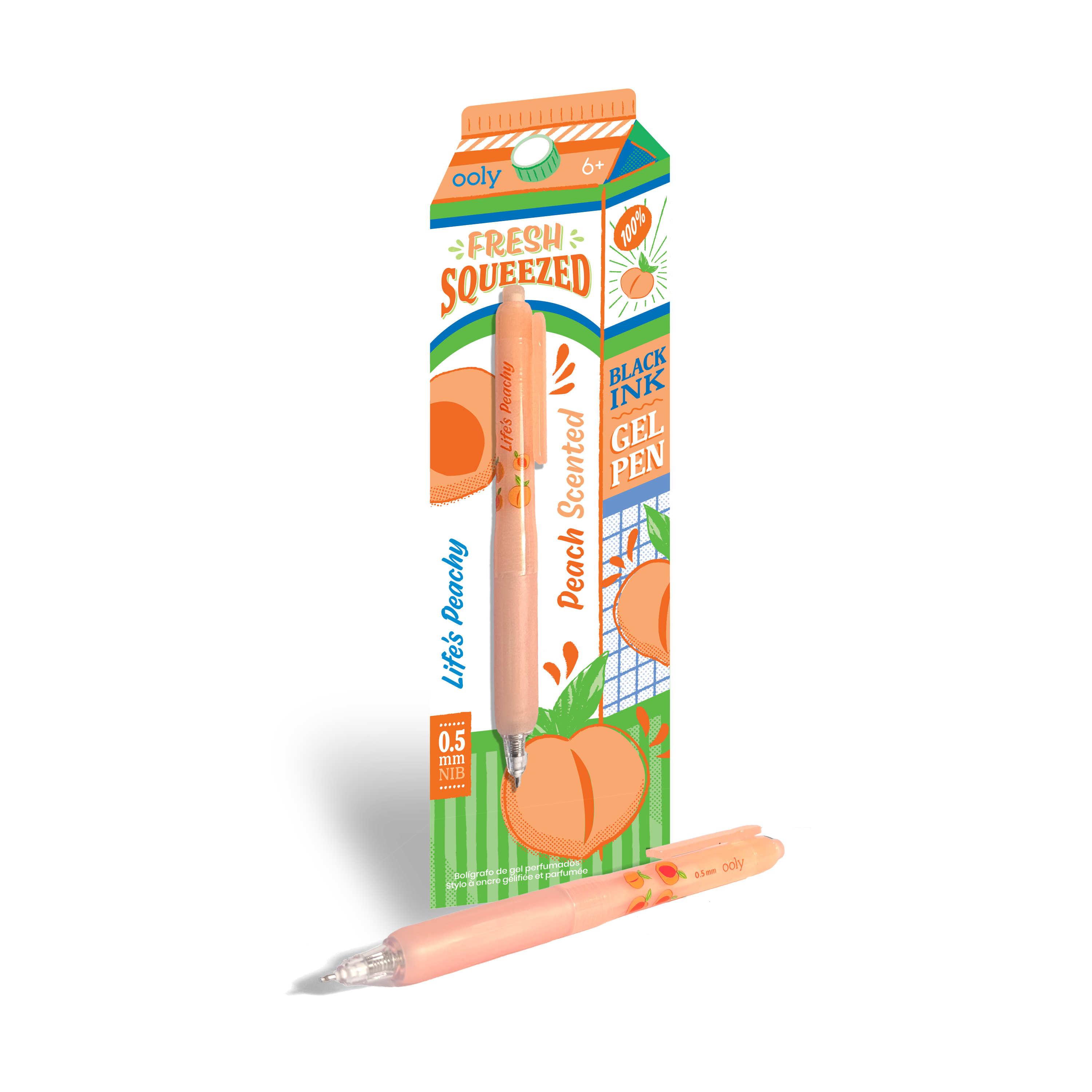 Fresh Squeezed Fruit Scented Gel Pen - Black Ink - Peach