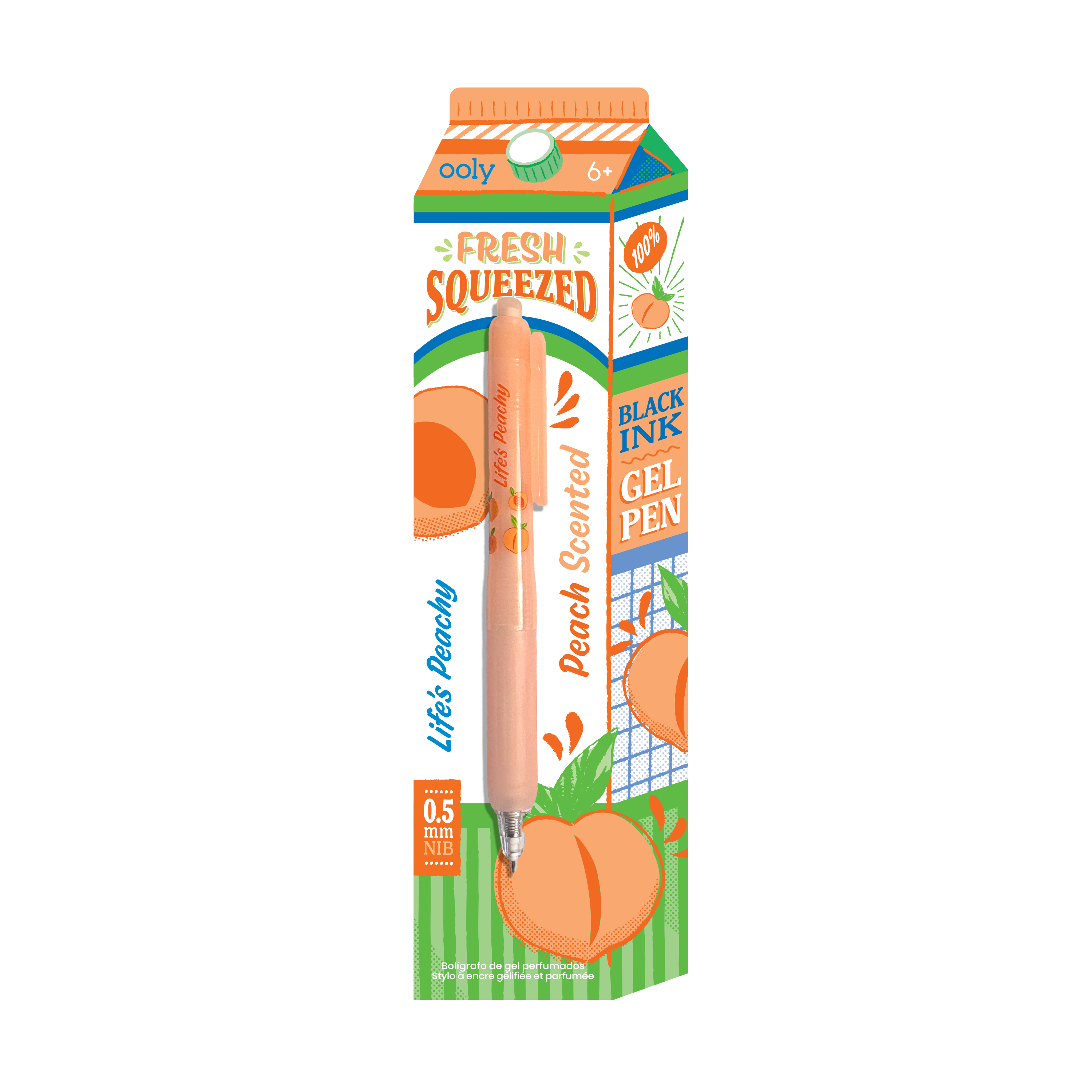Fresh Squeezed Fruit Scented Gel Pen - Black Ink - Peach