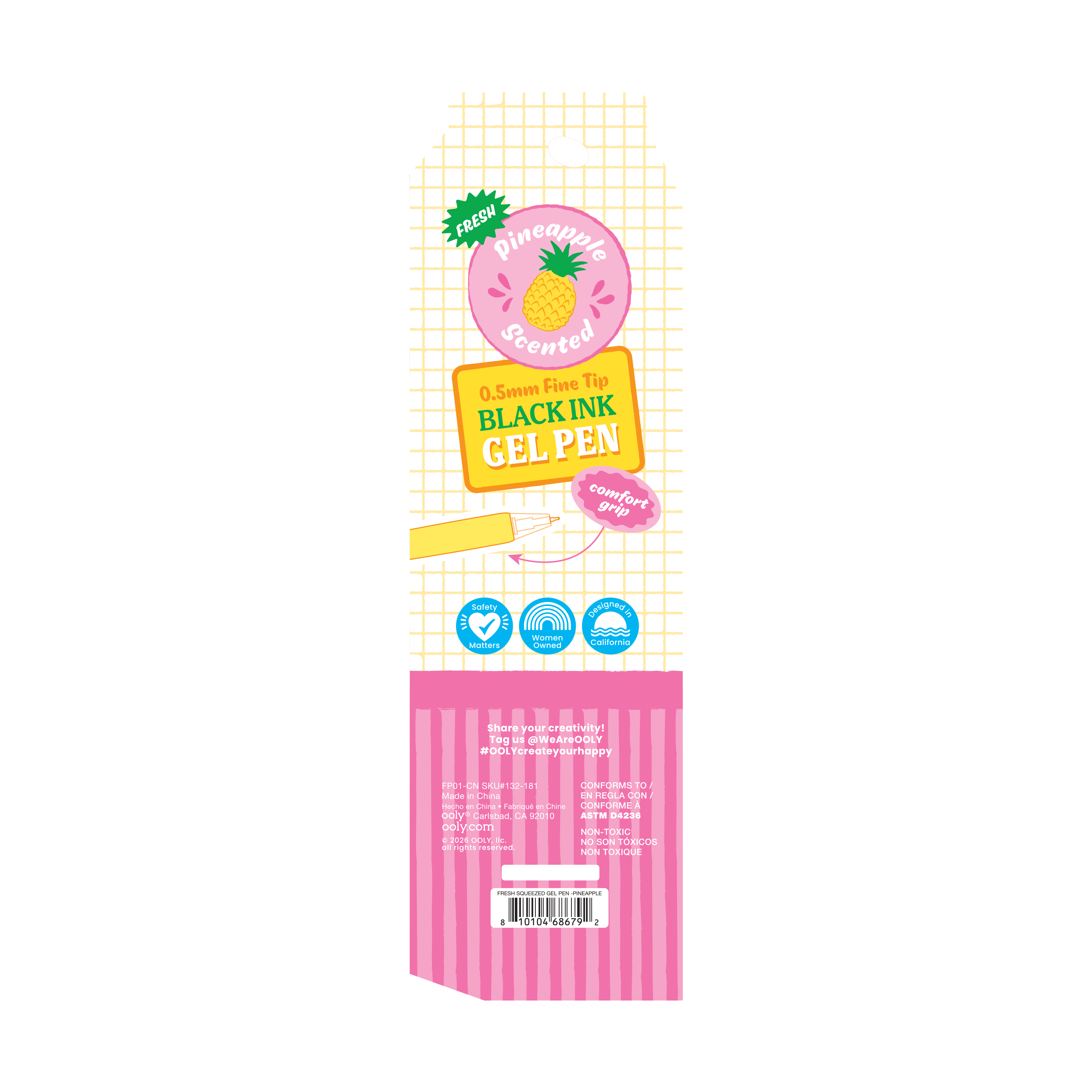 Fresh Squeezed Fruit Scented Gel Pen - Black Ink - Pineapple