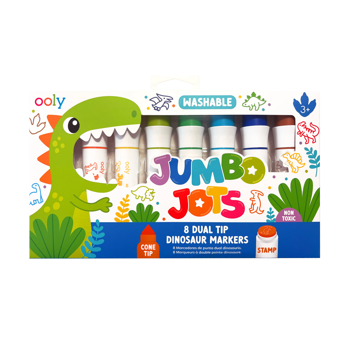 OOLY Jumbo Jots Dual Tip Stamp Markers - Dinosaur - Set of 8