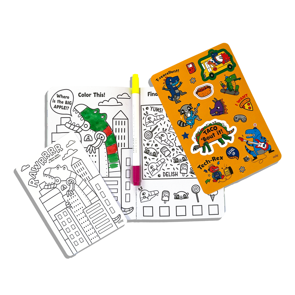 Let's Go! Activity & Coloring Kit - Robo Dinos - Activity Book Markers