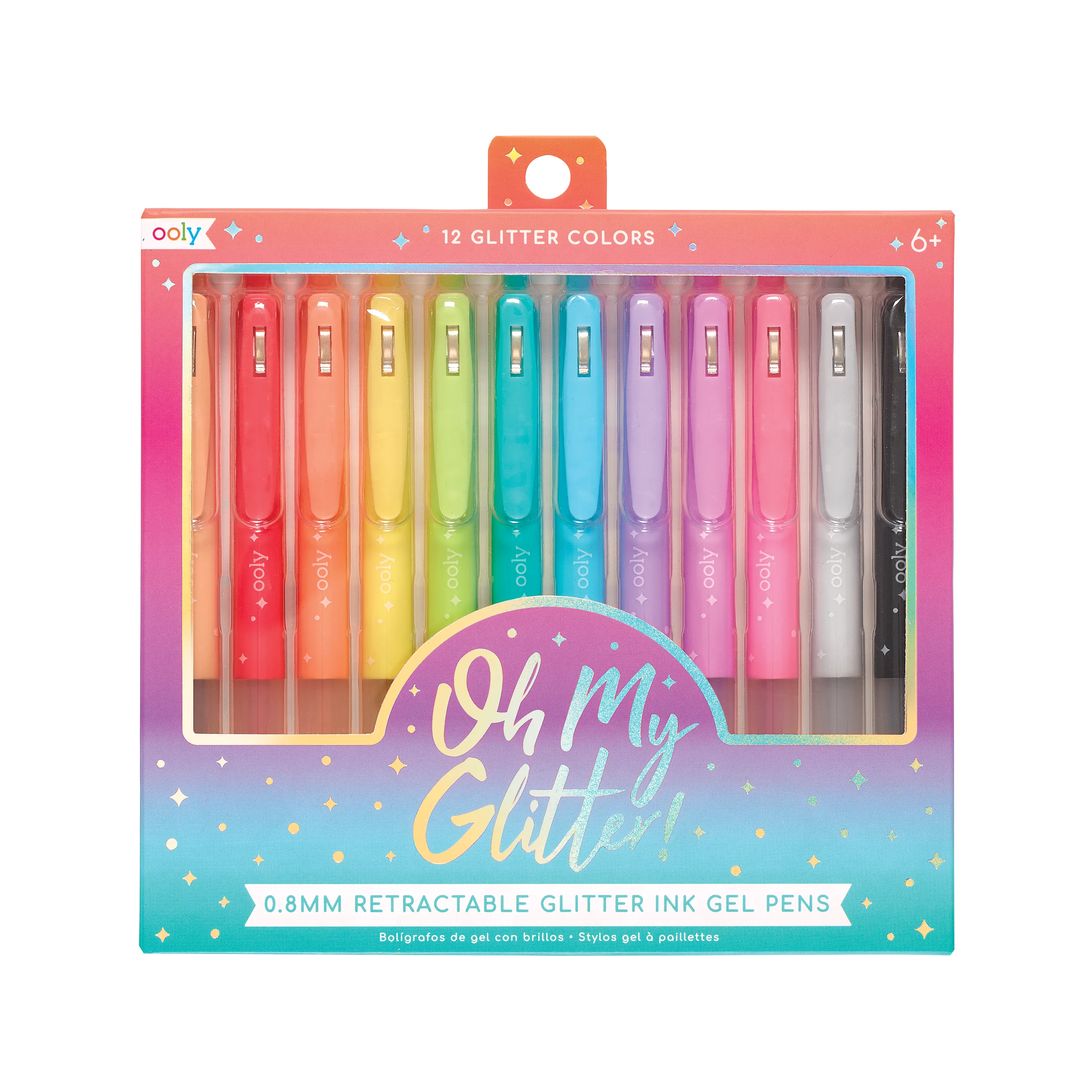 Front of packaging of OOLY Oh My Glitter! Retractable Gel Pens