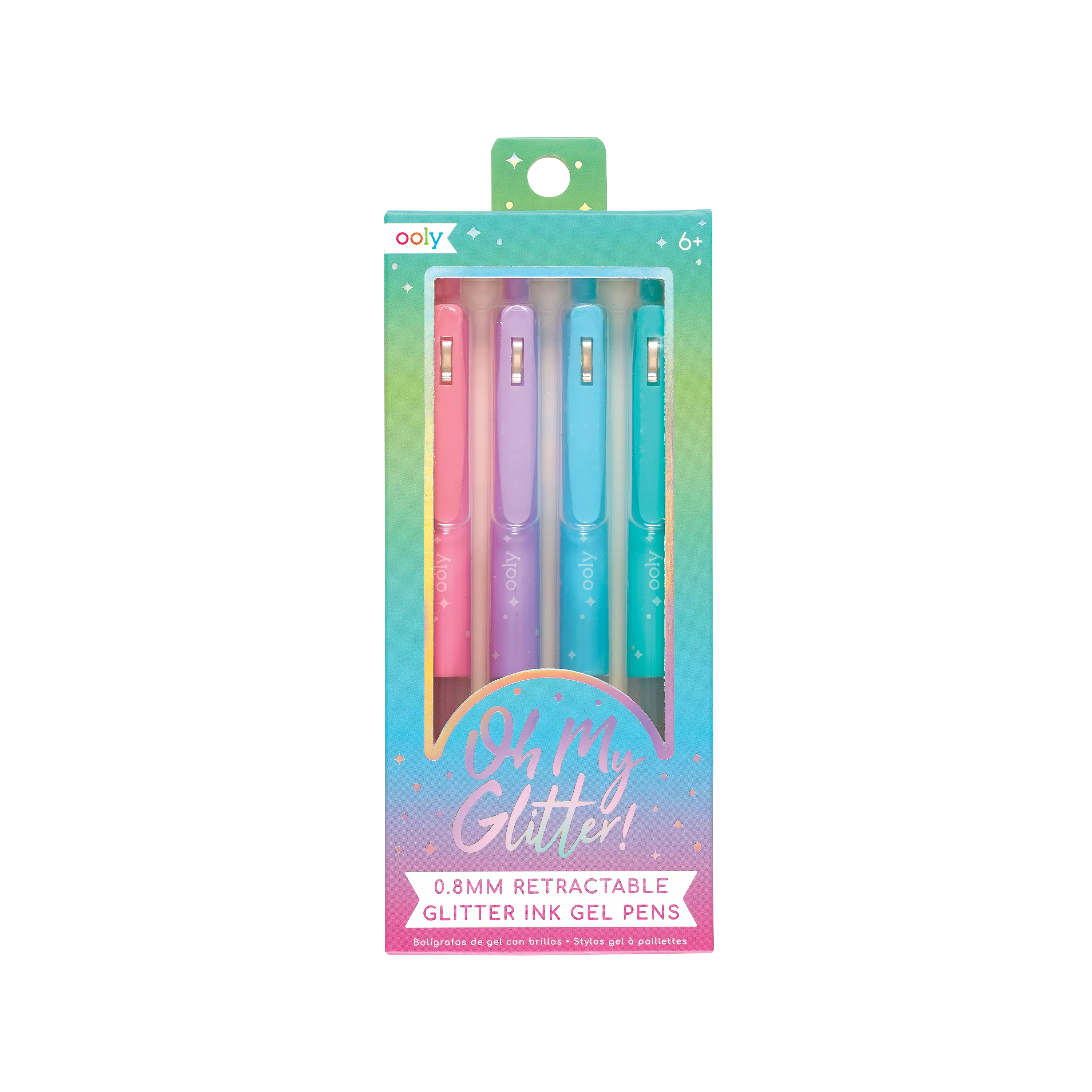 OOLY Oh My Glitter! Retractable Gel Pens set of 4 in packaging