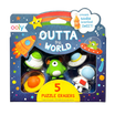 Front of packaging of OOLY Outta This World Scented Puzzle Erasers