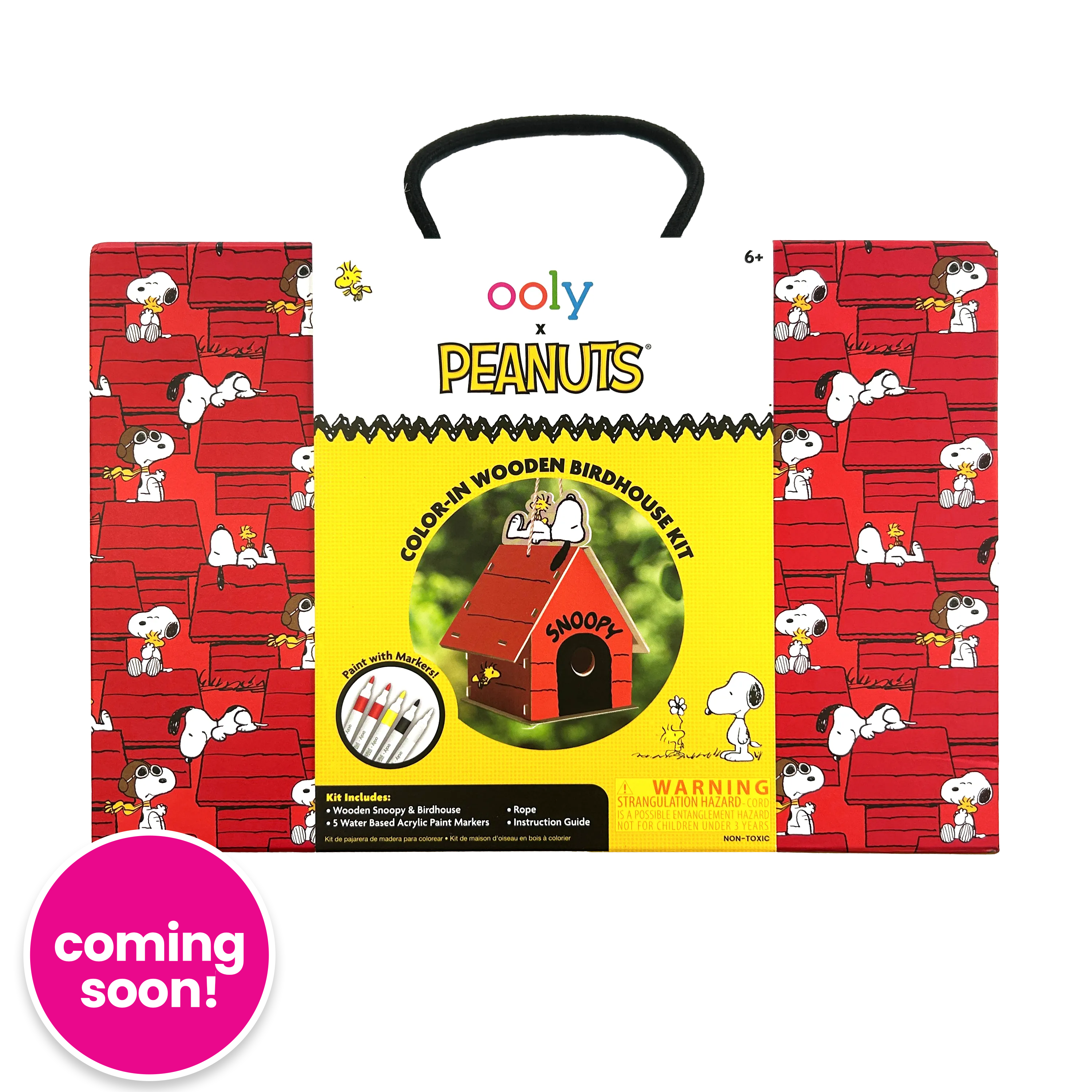 OOLY x Peanuts Color-in Wooden Birdhouse Kit - 5 Paint Markers