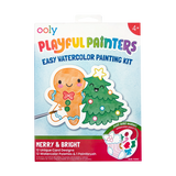 Playful Painters Easy Watercolor Painting Kit - Merry & Bright - 12 Cards 12 Palettes 1 Paintbrush