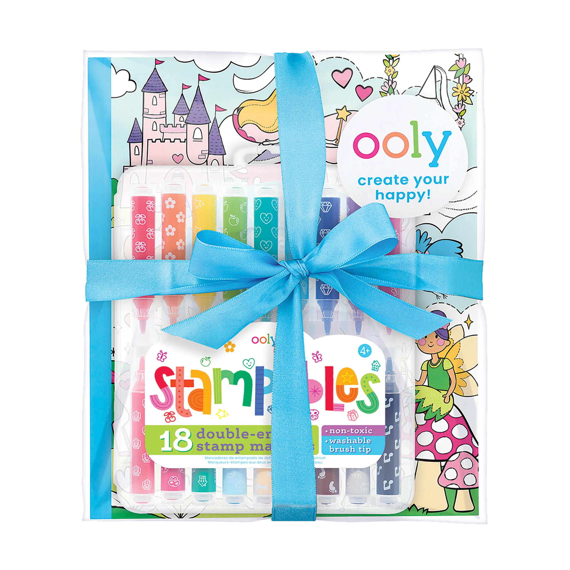 OOLY Princess & Fairies Stampable Coloring Giftables Pack with bow wrapping