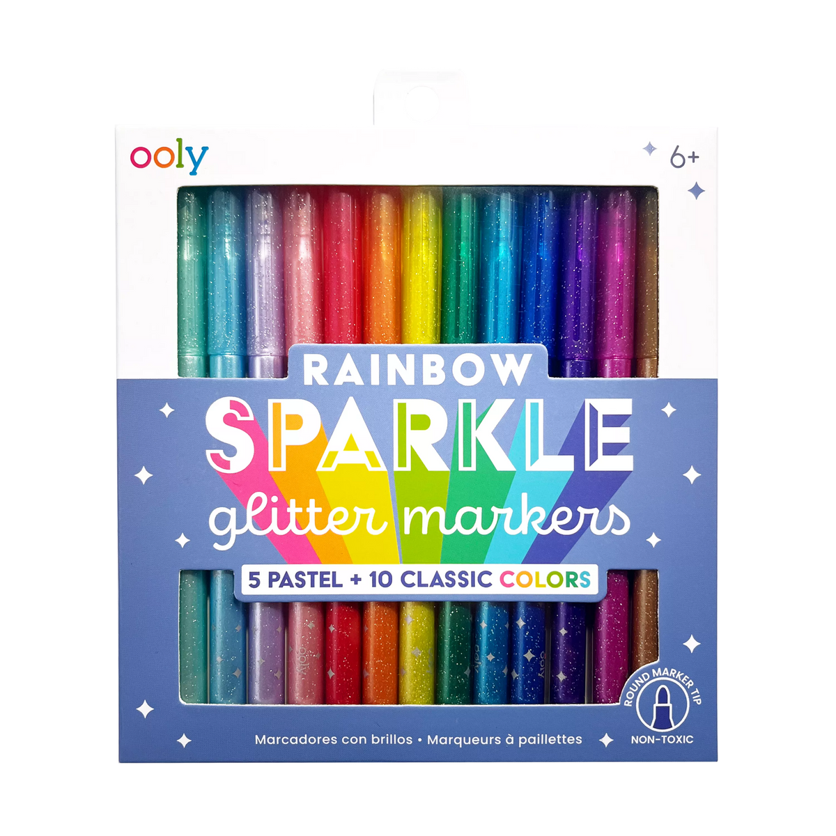 Rainbow Sparkle Glitter Markers - Set of 15 - OOLY